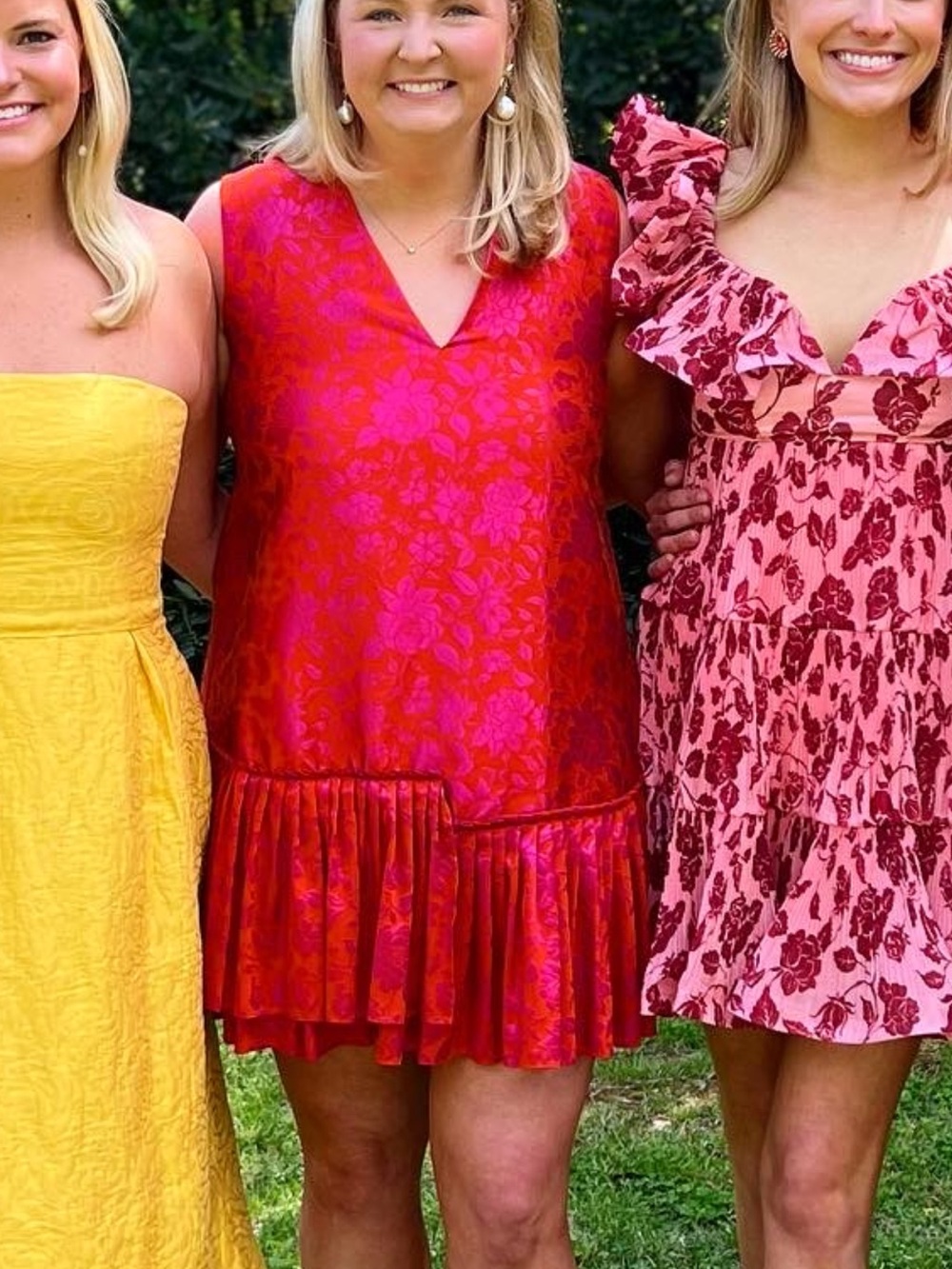 Red Floral V-Neck Ruffle Hem Mini Dress